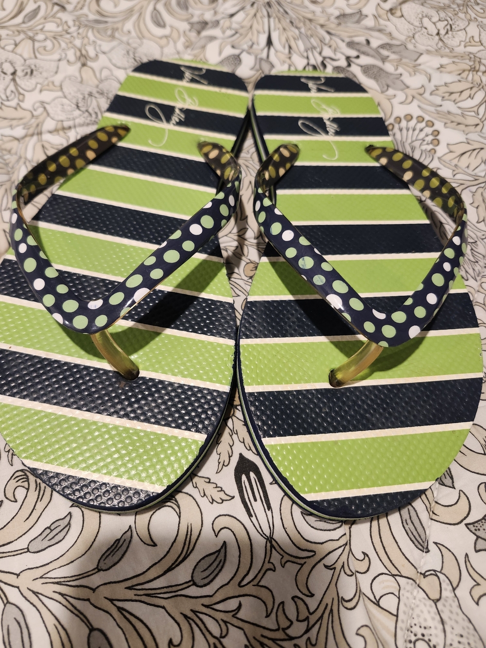 Vera Bradley Women’s Navy & Lime Striped Flip Flop Sandals
